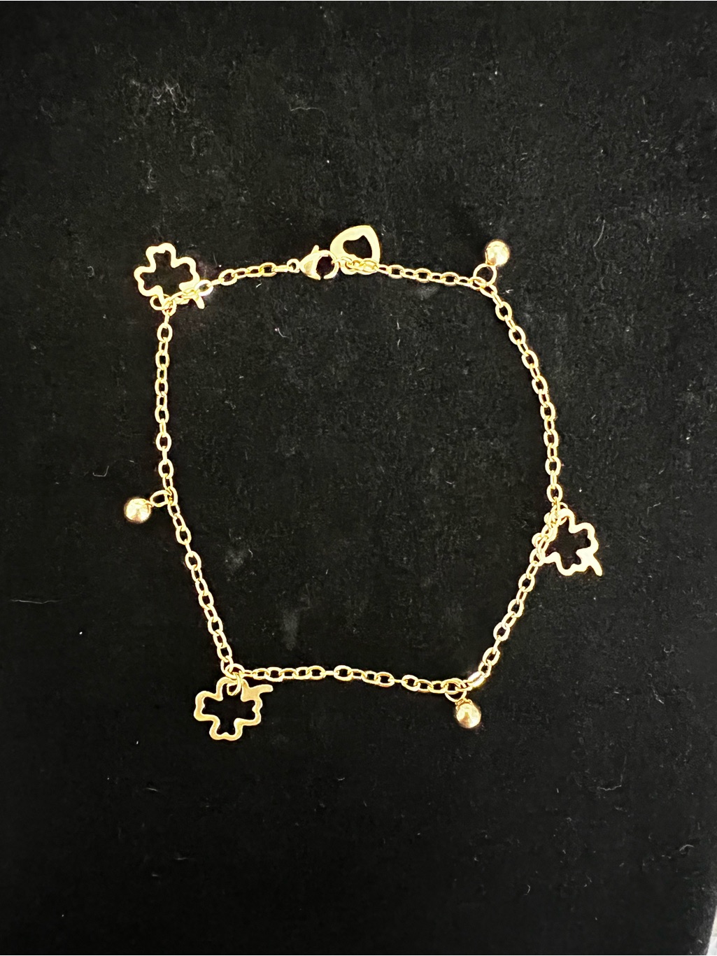 Gold FourLeaf Clover Charm Anklet